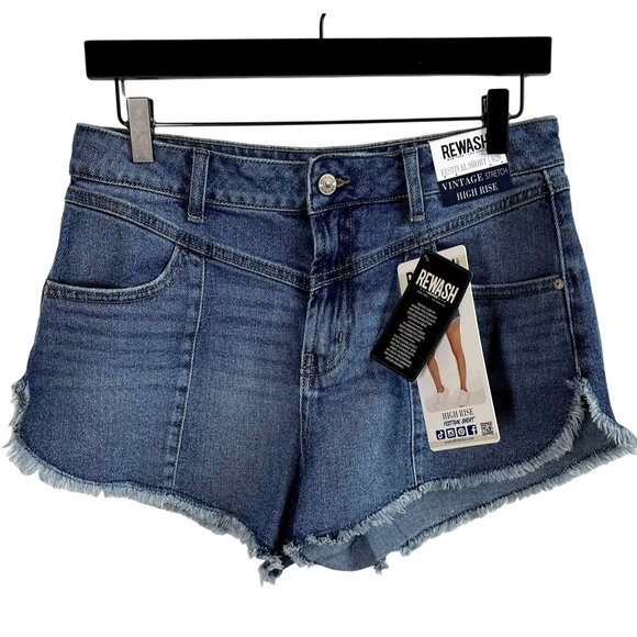 Rewash Shorts Womens 9 Blue Jean Denim Cut Offs High Rise Summer Casual Stretch - Picture 1 of 13